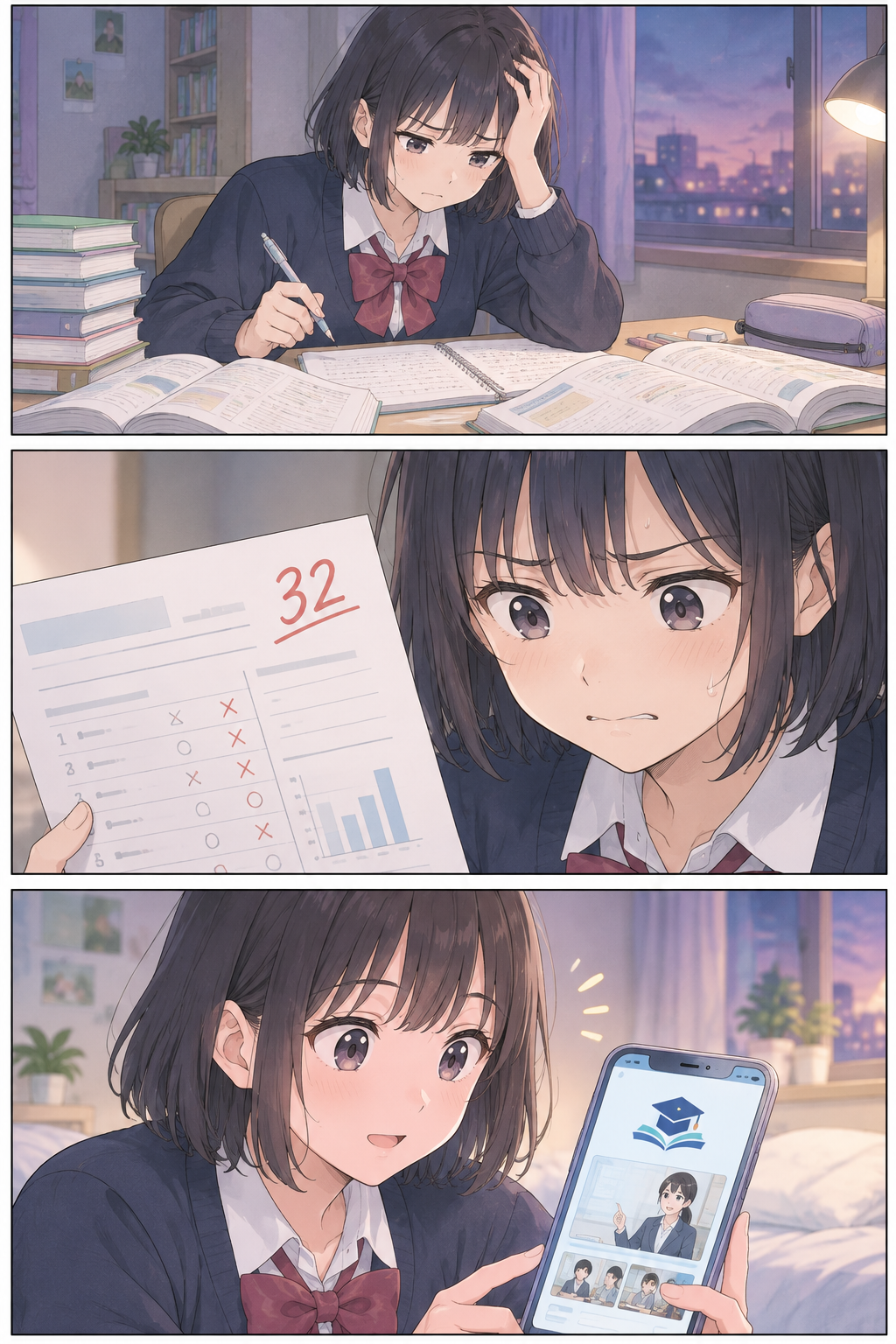 漫画 第1話：女子生徒版・模試の判定がまだ見えない夜