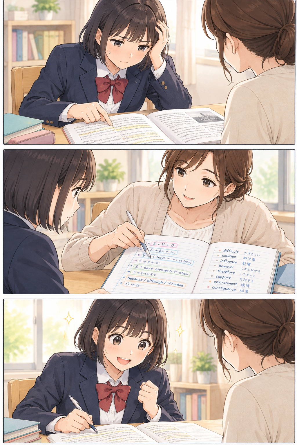 漫画 第3話：女子生徒版・苦手な英語をつまずきから遡って克服する